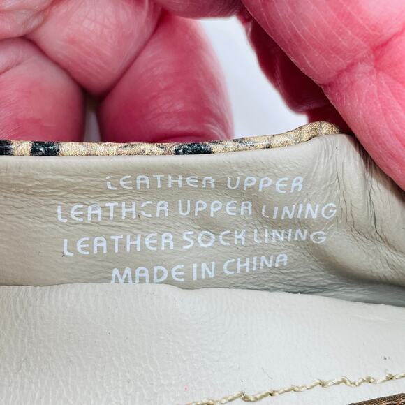 EARTHIES Tolo Leather Tan & Gray Snakeskin Animal Print Ballet Flats 8 - Picture 9 of 12